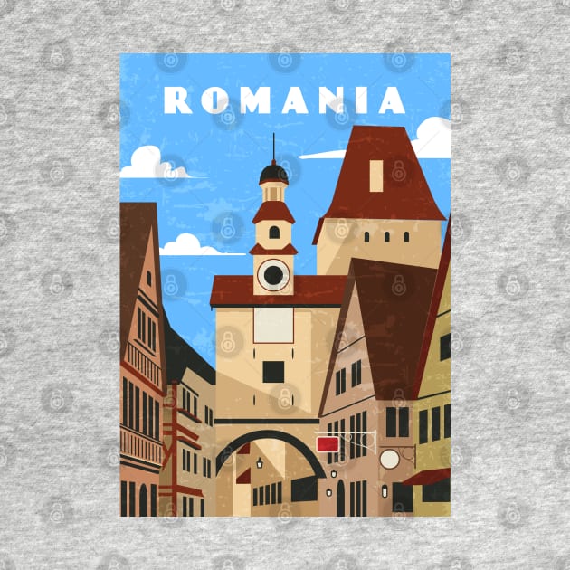 Romania. Retro travel minimalist poster by GreekTavern